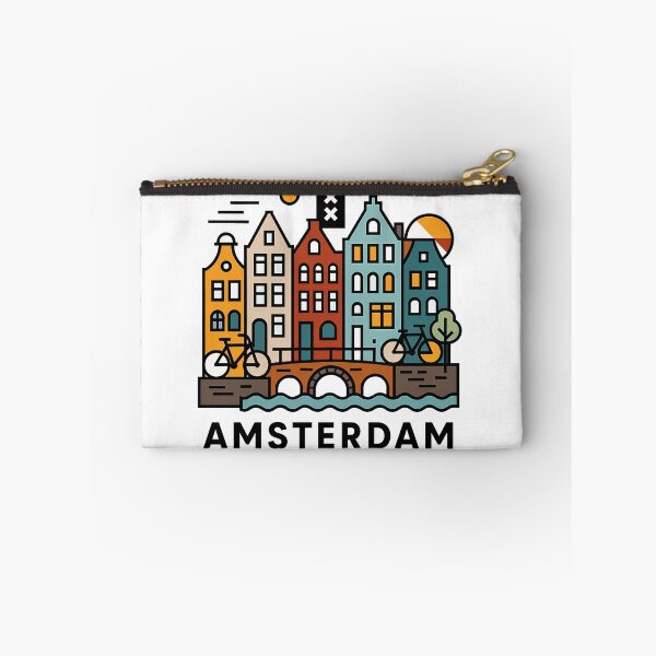Item preview, Amsterdam Netherlands Travel Souvenir - Canal Houses & Bridge Illustration designed and sold by OzzFrequency.