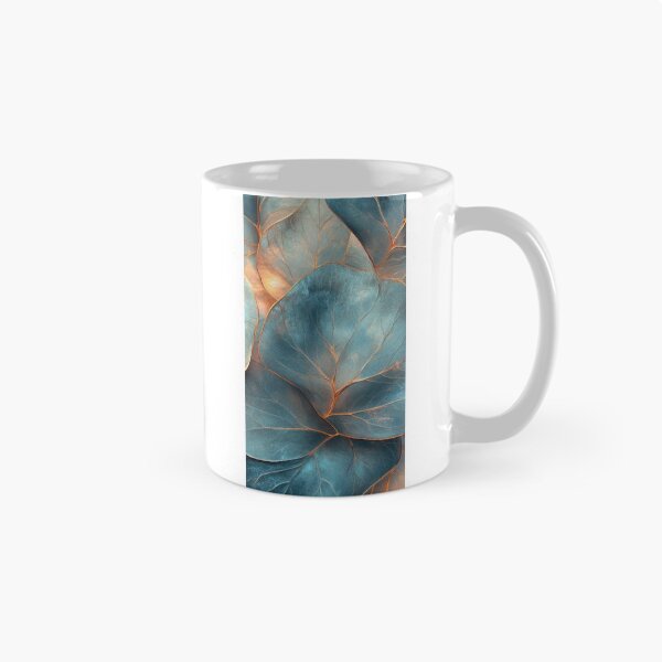 Item preview, Elegant Teal and Copper Leaves - Luxurious Metallic Blue Botanical Art designed and sold by LYAN-STORE.