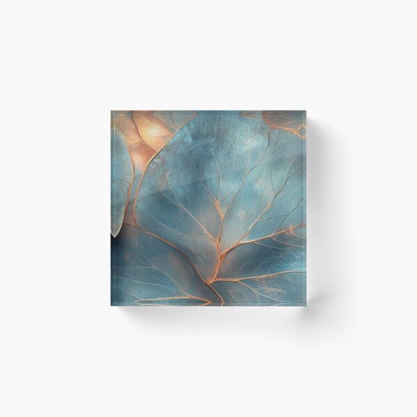 Item preview, Elegant Teal and Copper Leaves - Luxurious Metallic Blue Botanical Art designed and sold by LYAN-STORE.