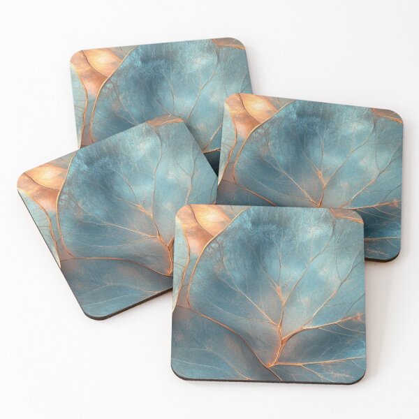 Item preview, Elegant Teal and Copper Leaves - Luxurious Metallic Blue Botanical Art designed and sold by LYAN-STORE.