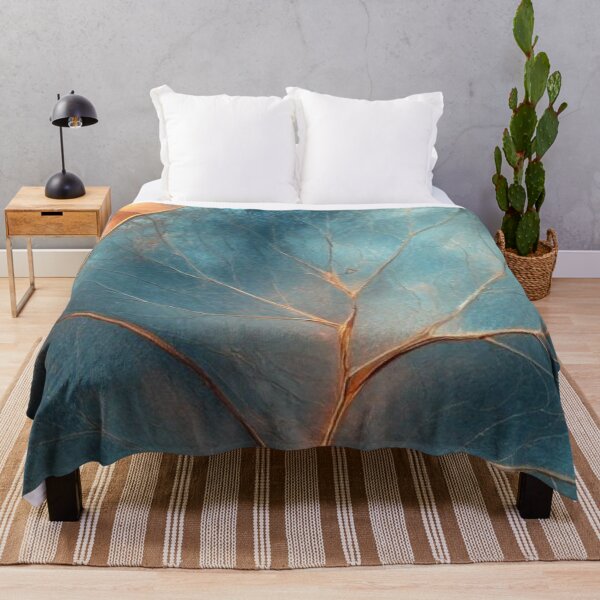Item preview, Elegant Teal and Copper Leaves - Luxurious Metallic Blue Botanical Art designed and sold by LYAN-STORE.
