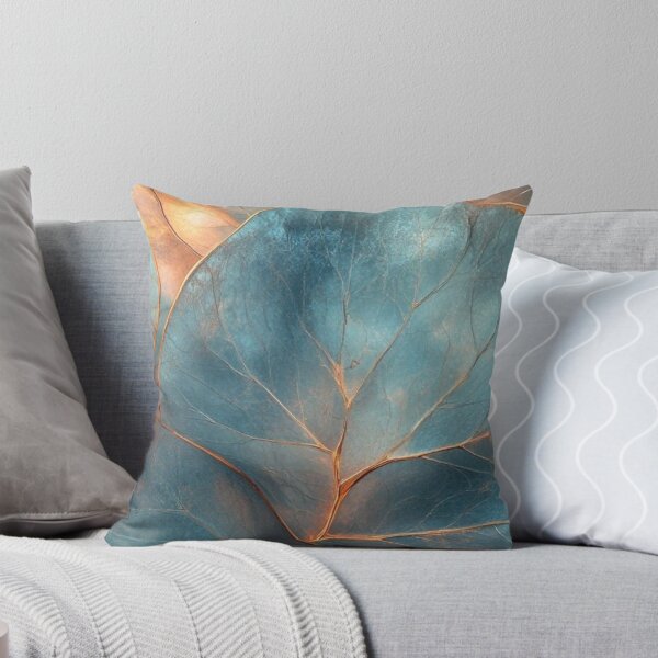Item preview, Elegant Teal and Copper Leaves - Luxurious Metallic Blue Botanical Art designed and sold by LYAN-STORE.