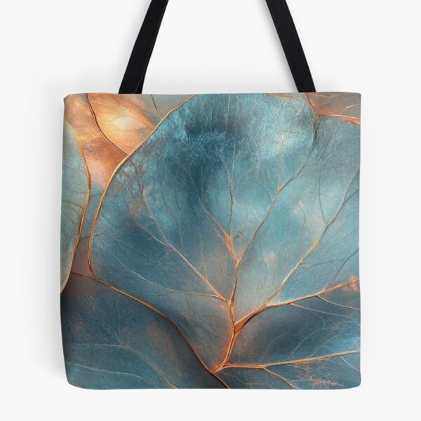 Item preview, Elegant Teal and Copper Leaves - Luxurious Metallic Blue Botanical Art designed and sold by LYAN-STORE.