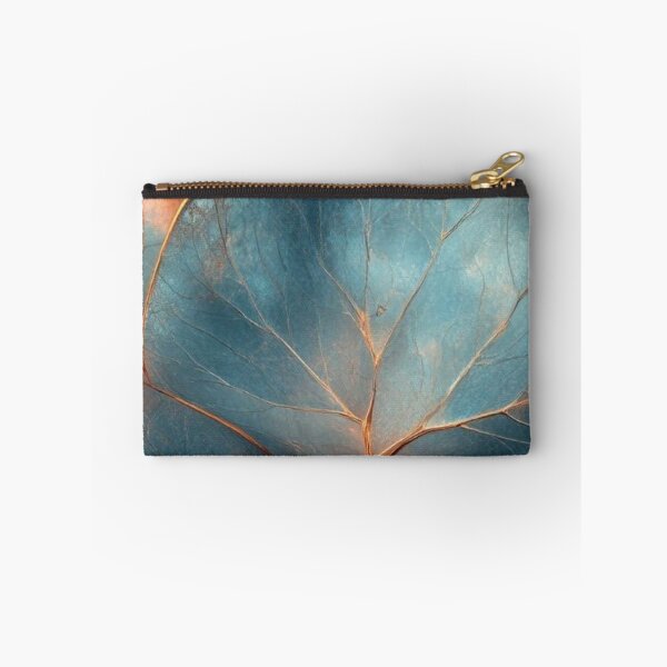 Item preview, Elegant Teal and Copper Leaves - Luxurious Metallic Blue Botanical Art designed and sold by LYAN-STORE.