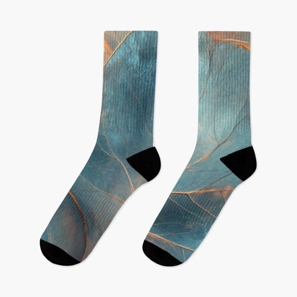 Item preview, Elegant Teal and Copper Leaves - Luxurious Metallic Blue Botanical Art designed and sold by LYAN-STORE.