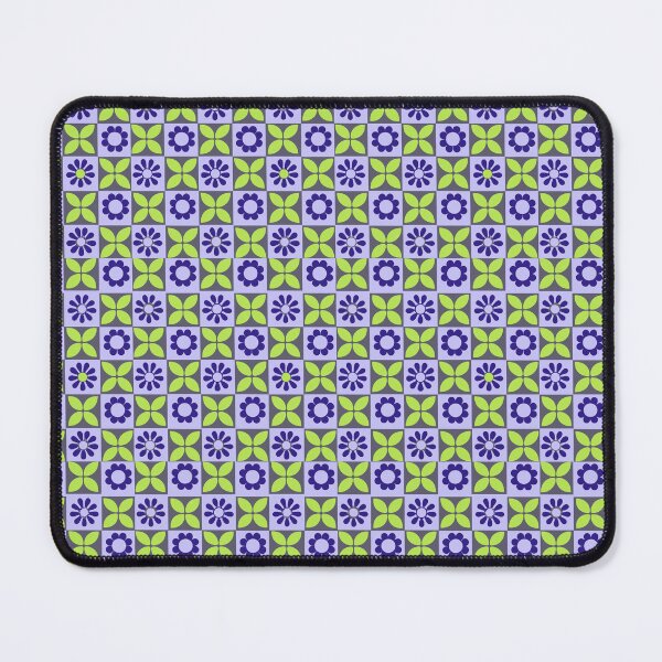 Item preview, Yellow Navy Mediterranean Tile Pattern with Floral Clover Motifs designed and sold by 555Design.