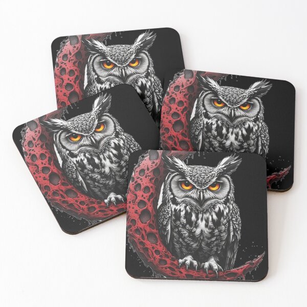 Item preview, Midnight Owl of the Blood Moon designed and sold by halibutgoatramb.