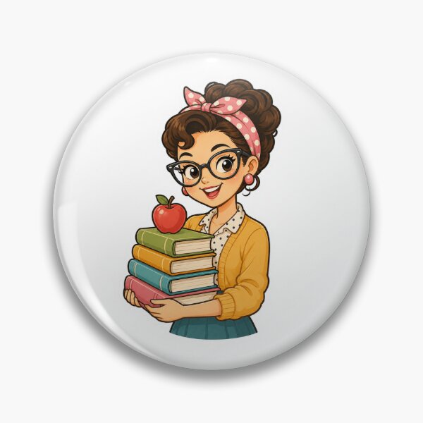Item preview, Cute Retro Teacher | Vintage Female Teacher with Books & Apple | Back to School Gift | Kawaii Classroom Art designed and sold by Pixanova.