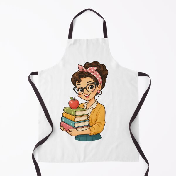 Item preview, Cute Retro Teacher | Vintage Female Teacher with Books & Apple | Back to School Gift | Kawaii Classroom Art designed and sold by Pixanova.