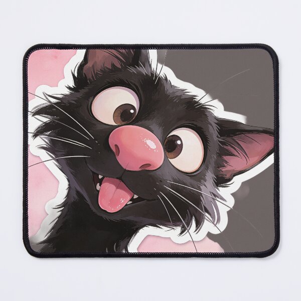 Item preview, Funny Derpy Black Cat with Big Eyes and Pink Nose designed and sold by KiraChie.