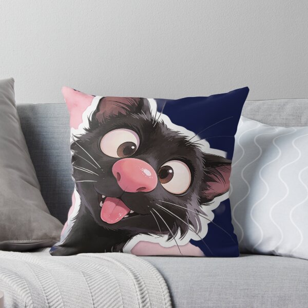 Item preview, Funny Derpy Black Cat with Big Eyes and Pink Nose designed and sold by KiraChie.