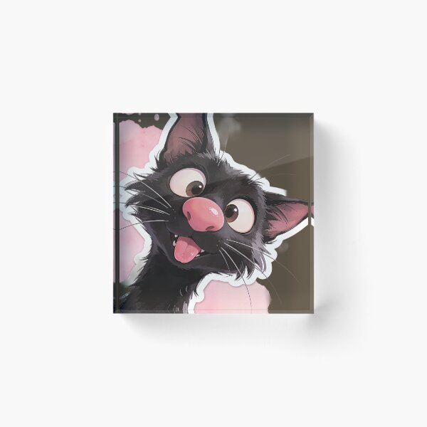 Item preview, Funny Derpy Black Cat with Big Eyes and Pink Nose designed and sold by KiraChie.
