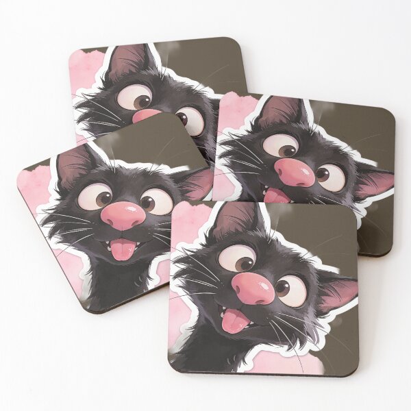 Item preview, Funny Derpy Black Cat with Big Eyes and Pink Nose designed and sold by KiraChie.