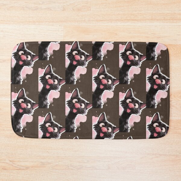 Item preview, Funny Derpy Black Cat with Big Eyes and Pink Nose designed and sold by KiraChie.