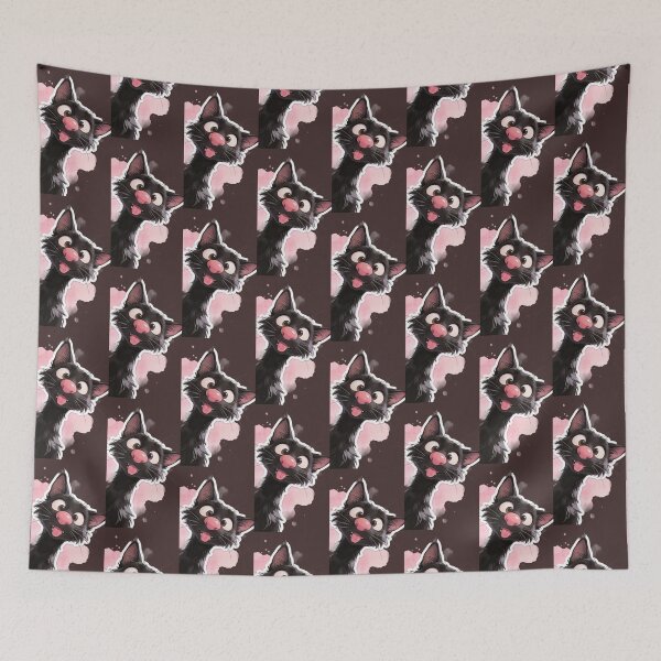 Item preview, Funny Derpy Black Cat with Big Eyes and Pink Nose designed and sold by KiraChie.