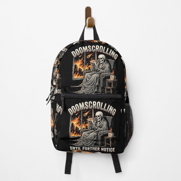 Item preview, Doomscrolling Until Further Notice Skeleton Apocalypse Meme designed and sold by AdyKurniawan.