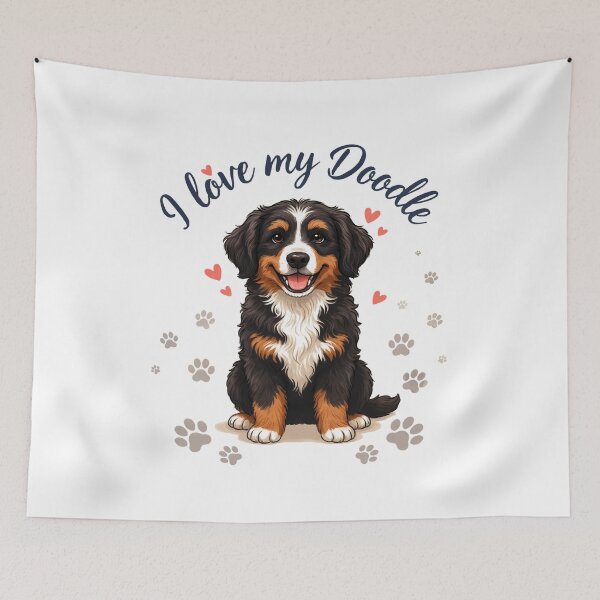 Item preview, bernedoodle club - bernedoodle mom - bernedoodle dad - retro dog shirt - vintage varsity dog designed and sold by JansenGS.