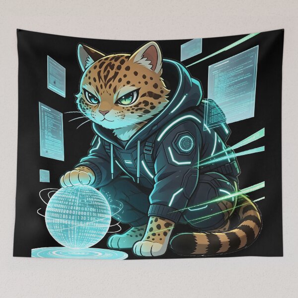 Item preview, Cyber-Hacker Felis Nigripes - Elite Data Master Cat designed and sold by ABYSSLAB.