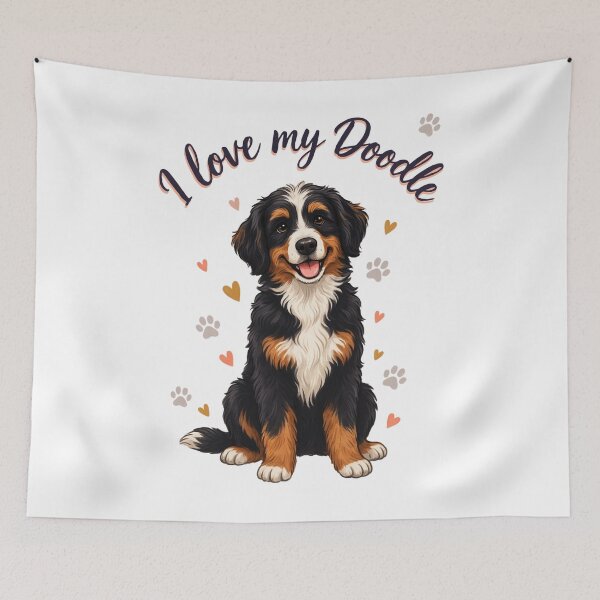 Item preview, bernedoodle club - bernedoodle mom - bernedoodle dad - retro dog shirt - vintage varsity dog designed and sold by JansenGS.