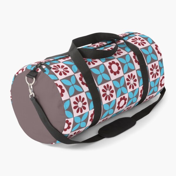 Item preview, Teal Maroon Mediterranean Tile Pattern with Floral Clover Motifs designed and sold by 555Design.