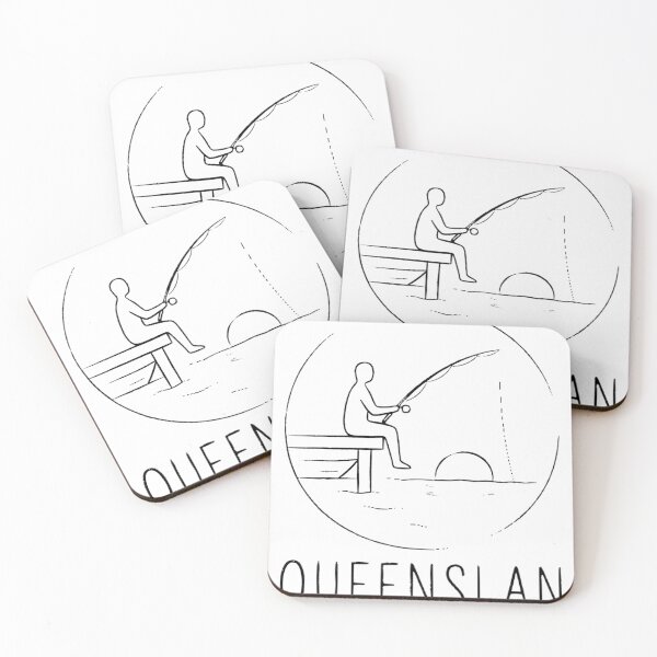 Item preview, Sunset Fishing Queenslan Australia Fishing Crew Pun Line Art designed and sold by Yellowriversss.