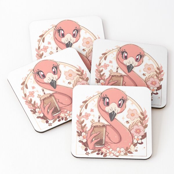 Item preview, Cute Coffee Flamingo Sticker | Kawaii Pink Flamingo with Iced Coffee | Floral Café Aesthetic Illustration designed and sold by dreamz-world.