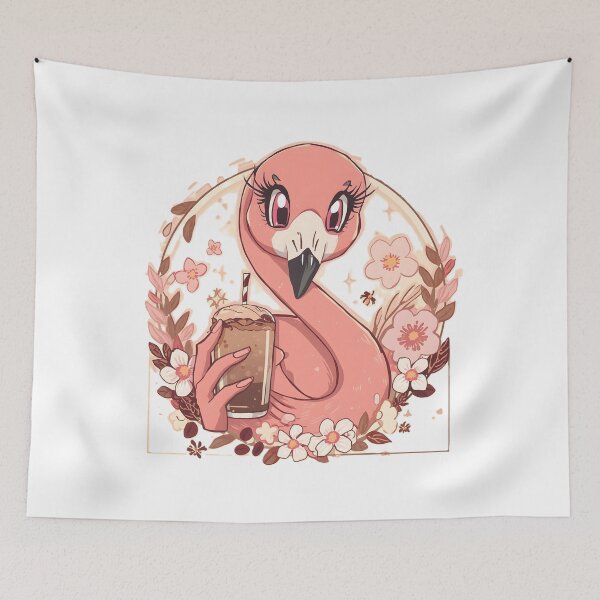 Item preview, Cute Coffee Flamingo Sticker | Kawaii Pink Flamingo with Iced Coffee | Floral Café Aesthetic Illustration designed and sold by dreamz-world.