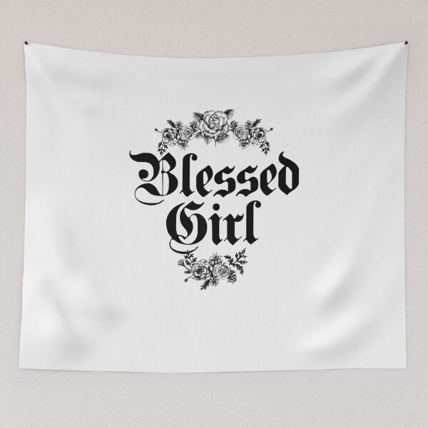 Item preview, Blessed Girl Vintage Gothic Floral Typography designed and sold by The secret storage room.