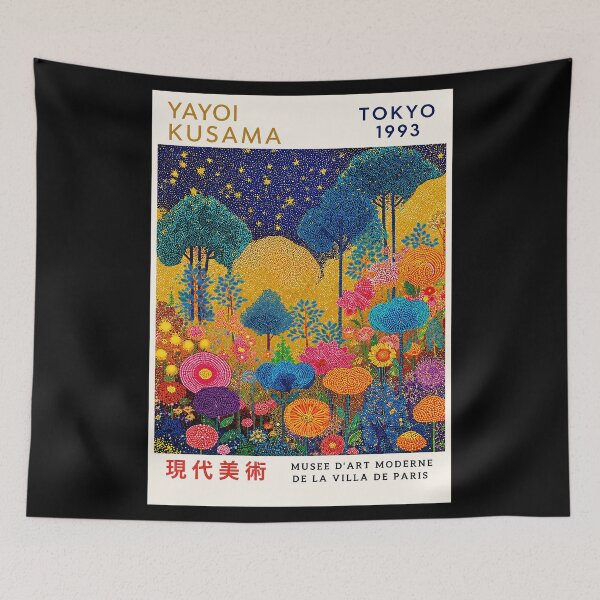 Item preview, Inspired by Yayoi Kusama 1993 Tokyo Poster, Colorful Dot Art Flower Forest Print, Musee d'Art Moderne Wall Decor designed and sold by MorningJoco.