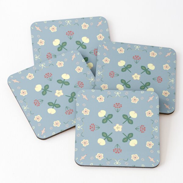 Item preview, Blue Folk Floral Berry Pattern — Blue Lemon Studio Original Illustration designed and sold by BluelemonStudio.