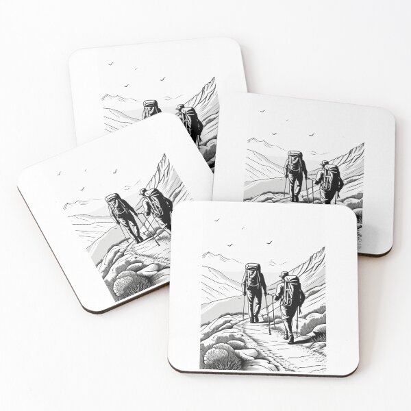 Artikelvorschau, Art - Two Hikers, Woodcut Style entworfen und verkauft von Reverso-Design.