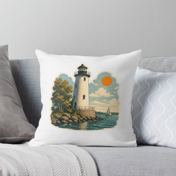 Item preview, Storm Lake Lighthouse Watercolor designed and sold by ChemicalXShop.