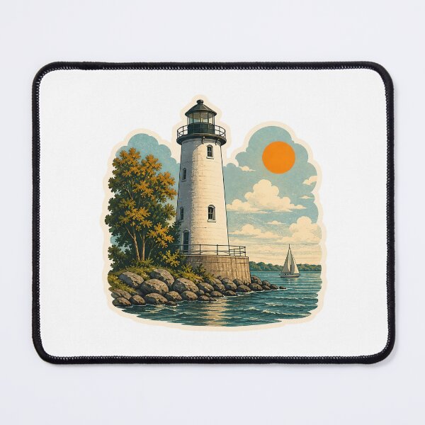 Item preview, Storm Lake Lighthouse Watercolor designed and sold by ChemicalXShop.