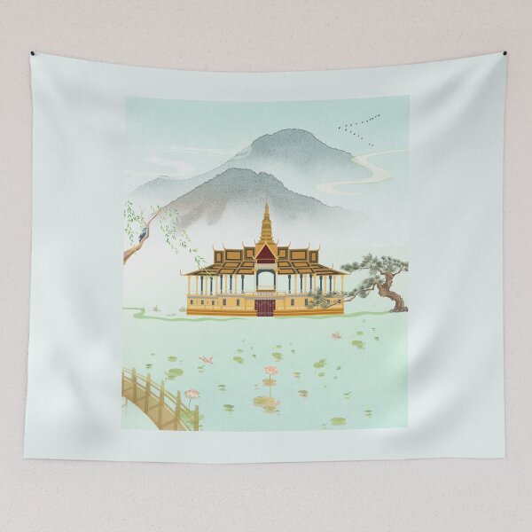 Item preview, Traditional Asian Palace Landscape Ink Painting Aesthetic designed and sold by Rehnair.