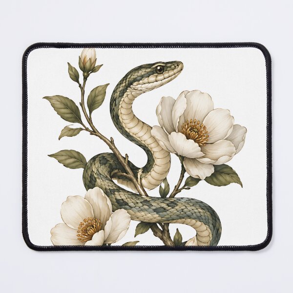 Item preview, Elegant Vintage Botanical Snake and Flowers designed and sold by Jaideep Walia.
