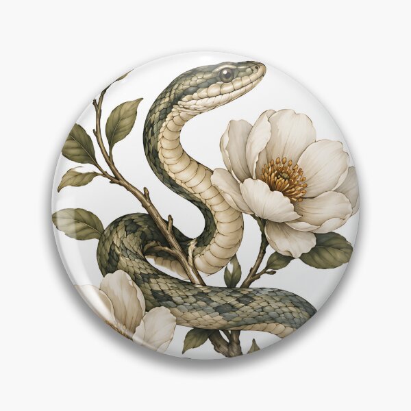 Item preview, Elegant Vintage Botanical Snake and Flowers designed and sold by Jaideep Walia.
