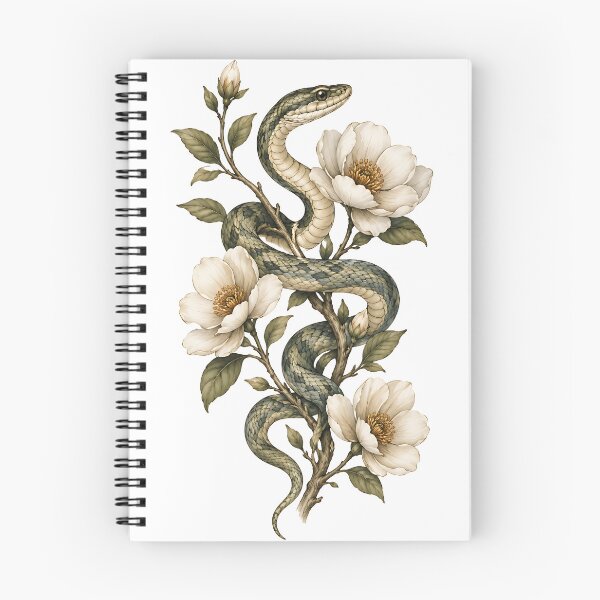 Item preview, Elegant Vintage Botanical Snake and Flowers designed and sold by Jaideep Walia.