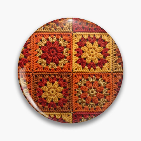 Item preview, Autumn Crochet Granny Square Orange Red Gold designed and sold by LuisWorks.