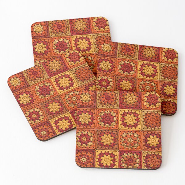 Item preview, Autumn Crochet Granny Square Orange Red Gold designed and sold by LuisWorks.