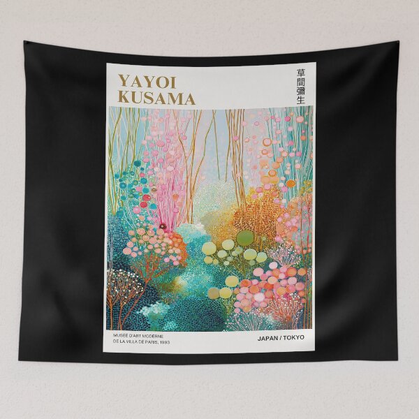 Item preview, Inspired by Yayoi Kusama Tokyo 1984 Poster, Colorful Dot Art Landscape Print, Musee d'Art Moderne Wall Decor designed and sold by MorningJoco.