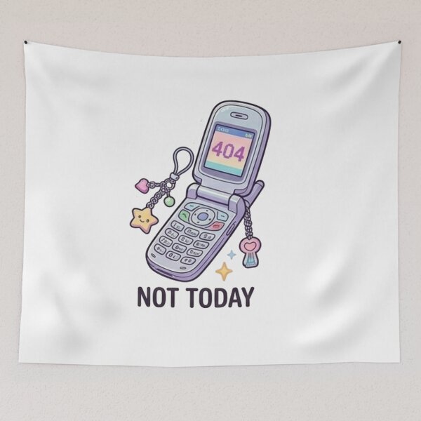 Item preview, Y2K Retro Flip Phone 404 Error Not Today Aesthetic Sticker designed and sold by Rehnair.