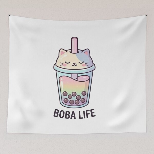 Item preview, Cute Rainbow Cat Boba Life Aesthetic Bubble Tea Sticker designed and sold by Rehnair.