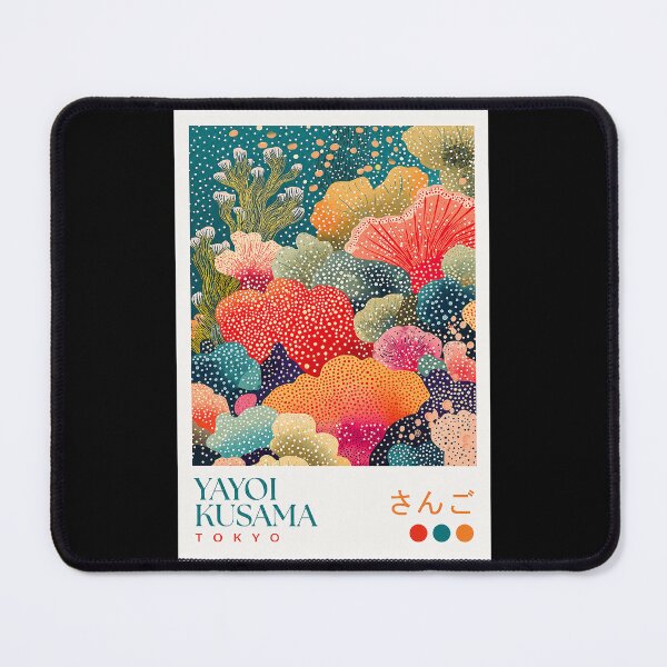 Item preview, Inspired by Yayoi Kusama 1993 Poster, Colorful Dot Art Coral Garden Print, Musee d'Art Moderne Wall Decor designed and sold by HappyGrandmaUB.