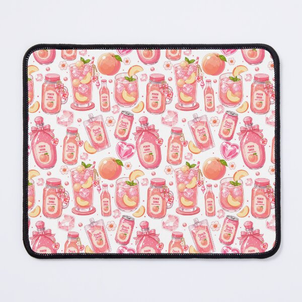Item preview, Kawaii Peach Soda Drink Seamless designed and sold by KJackArtwork.