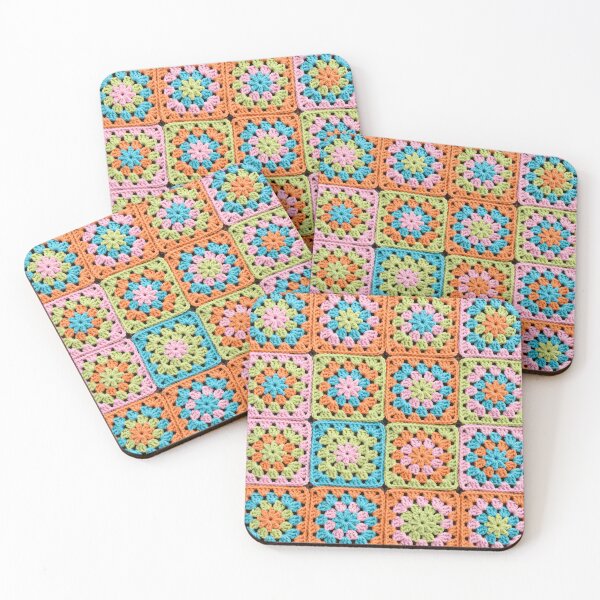 Item preview, Spring Crochet Granny Square Turquoise Pink Lime designed and sold by LuisWorks.