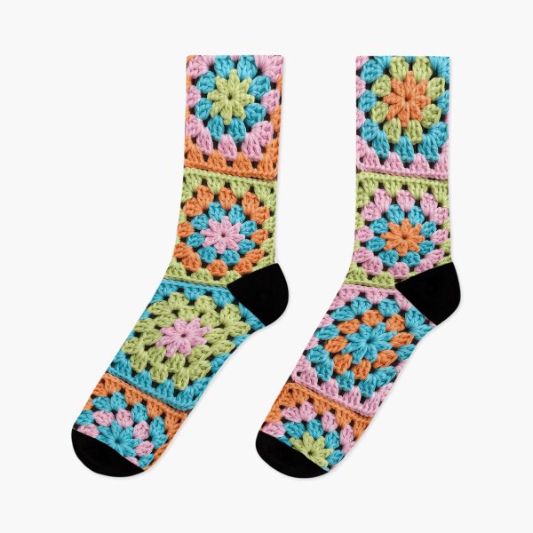 Item preview, Spring Crochet Granny Square Turquoise Pink Lime designed and sold by LuisWorks.