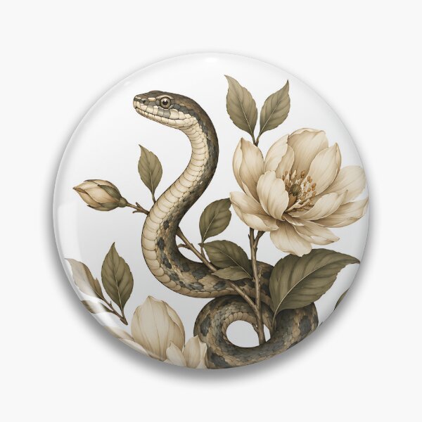 Item preview, Vintage Botanical Serpent and Cream Blossoms designed and sold by Jaideep Walia.