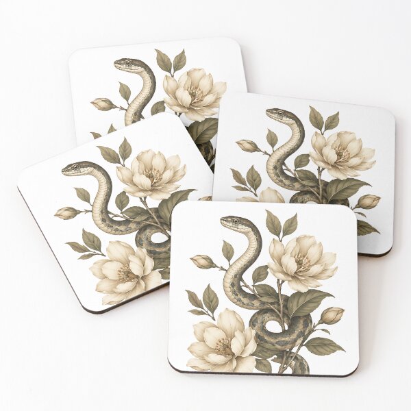 Item preview, Vintage Botanical Serpent and Cream Blossoms designed and sold by Jaideep Walia.