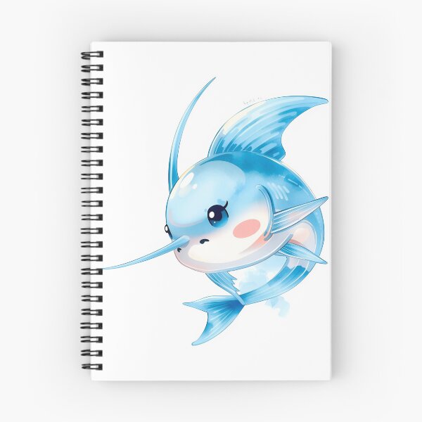 Item preview, Cute Kawaii Blue Swordfish Watercolor Illustration | Adorable Ocean Fish Cartoon | Pastel Marine Life Sticker designed and sold by PrintelloTH.
