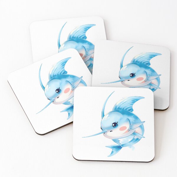 Item preview, Cute Kawaii Blue Swordfish Watercolor Illustration | Adorable Ocean Fish Cartoon | Pastel Marine Life Sticker designed and sold by PrintelloTH.